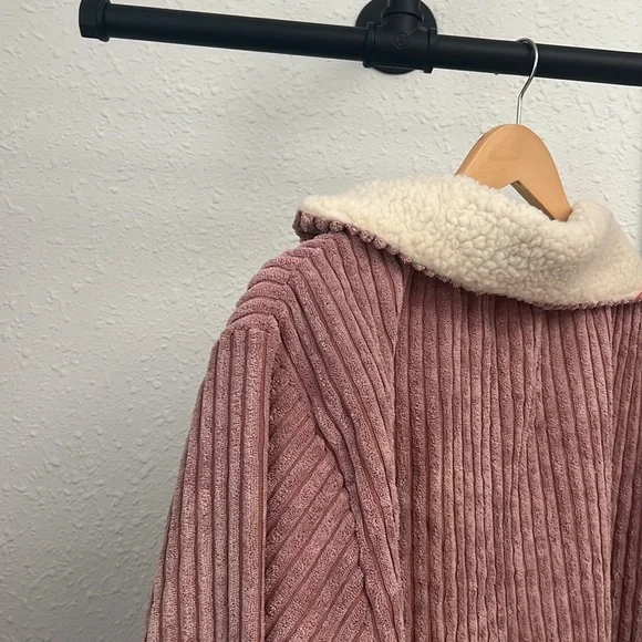 Pink Corduroy With Sherpa Lining Sweatshirt - Picture 6 of 6
